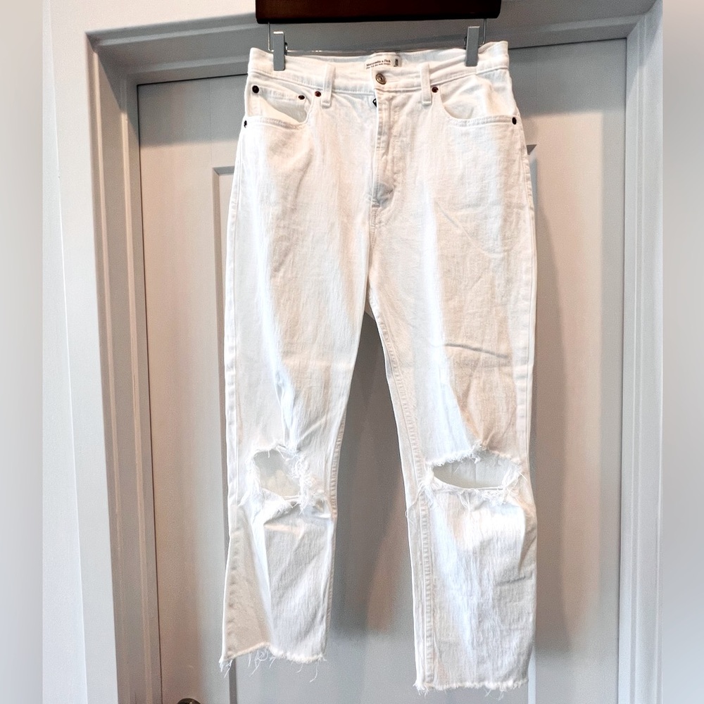 Abercrombie White Jeans - Ultra High Rise Ankle Straight